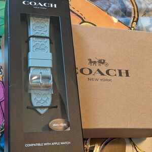Coach Light Blue Signature Silicone Apple Watch Band